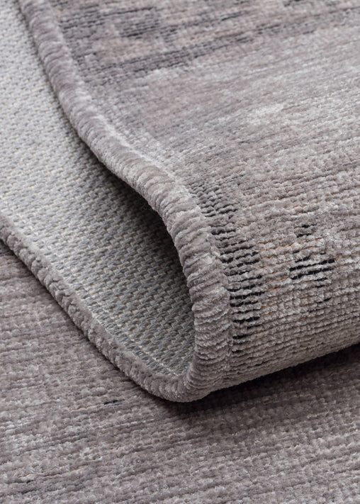 Varni Gri Antrasit Soyut Desenli Modern Pamuk Kilim – kenar detayı