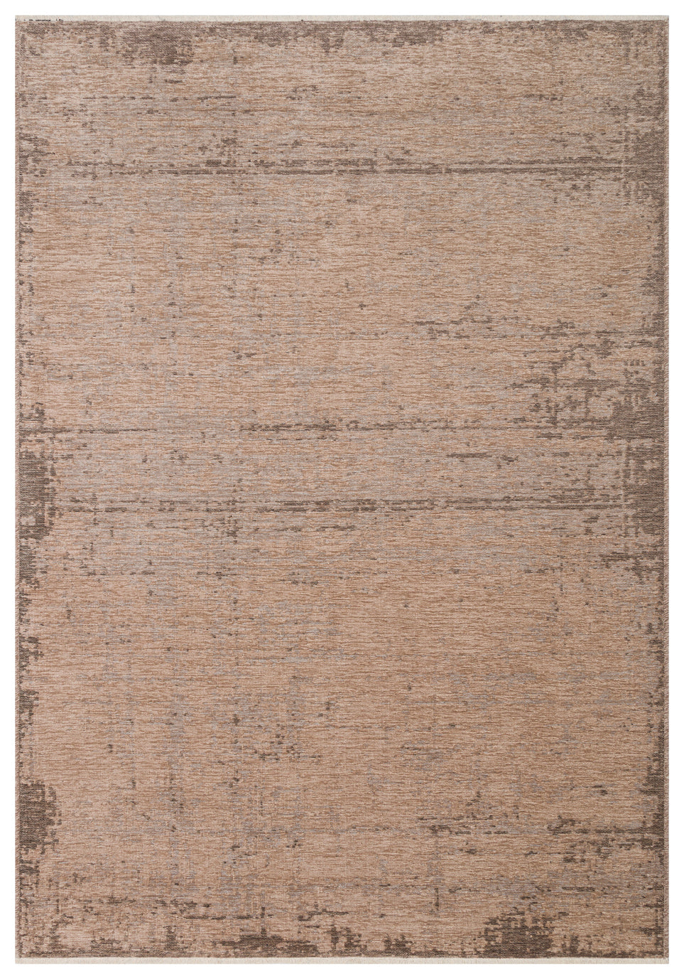 Varni Bej Kahverengi Modern Soyut Desenli Yıkanabilir Kilim