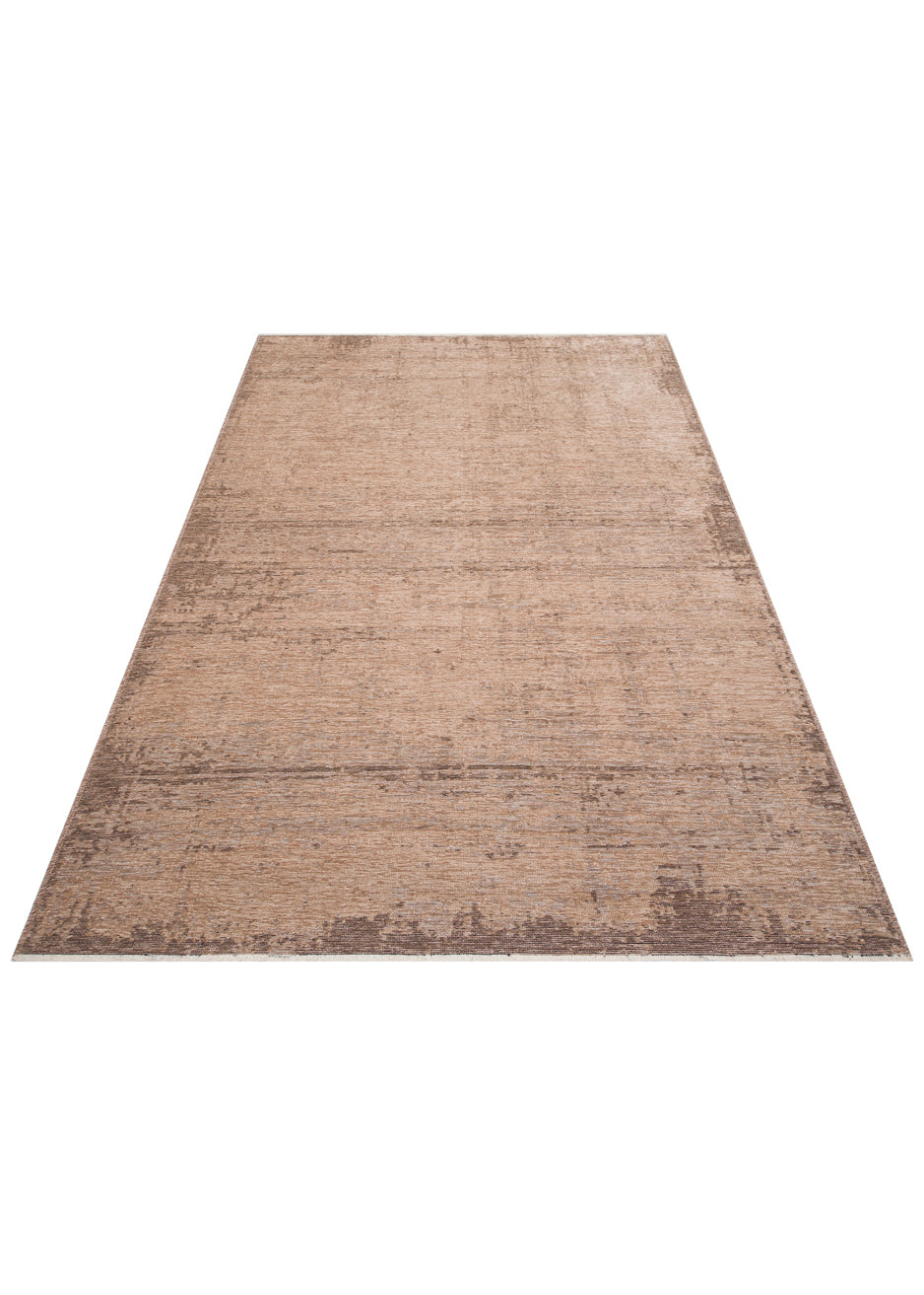 Varni Bej Kahverengi Modern Soyut Desenli Yıkanabilir Kilim – mekânda kullanım
