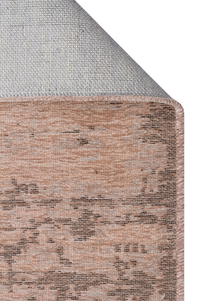 Varni Bej Kahverengi Modern Soyut Desenli Yıkanabilir Kilim – genel görünüm