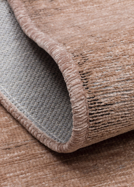 Varni Bej Kahverengi Modern Soyut Desenli Yıkanabilir Kilim – kenar detayı