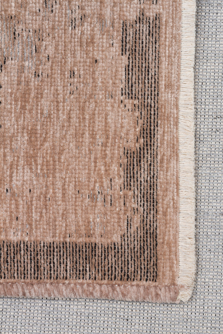 Varni Bej Gri Madalyon Desenli Pamuk Şönil Kilim – detay görünümü