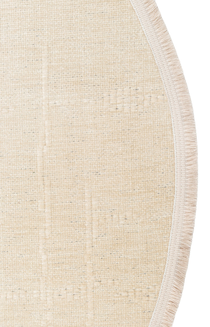 Varni Bej Beyaz Düz Renk Modern Yuvarlak Pamuk Şönil Kilim – genel görünüm