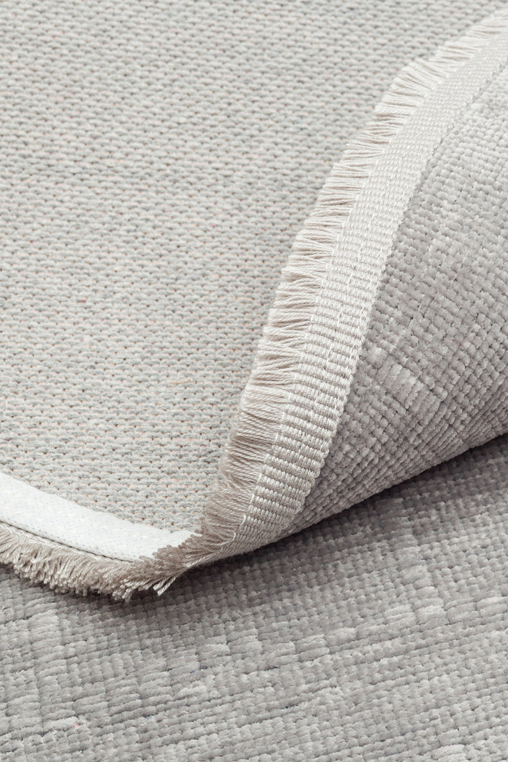 Varni Gri Beyaz Geometrik Desenli Modern Kilim Pamuk Şönil – detay görünümü