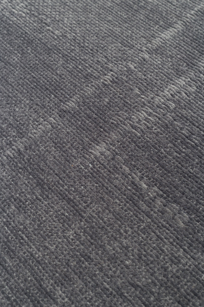 Varni Açık Gri Soyut Modern Yuvarlak Pamuk Şönil Kilim – doku yakın çekim