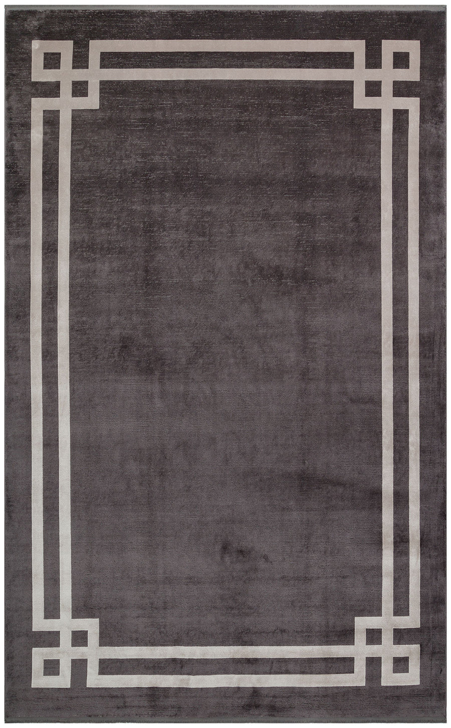 Veldi Anthracite Grey Geometric Patterned Machine-Made Runner