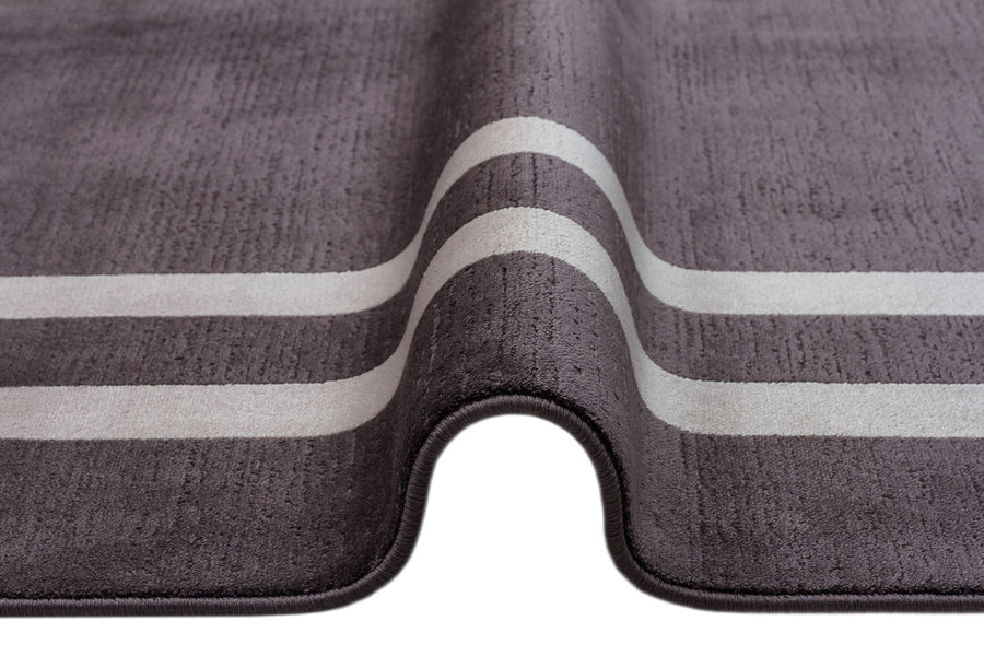 Veldi Anthracite Grey Geometric Patterned Machine-Made Runner – overall view