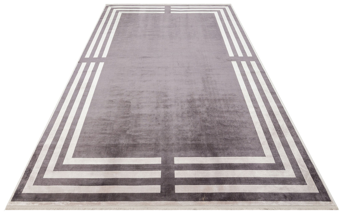 Veldi Antrasit Gri Beyaz Modern Geometrik Halı – detay görünümü