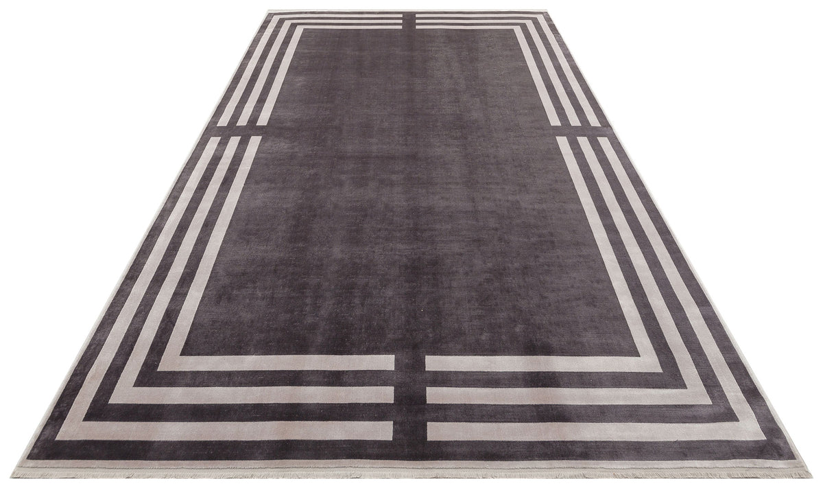 Veldi Antrasit Gri Beyaz Modern Geometrik Halı – doku yakın çekim