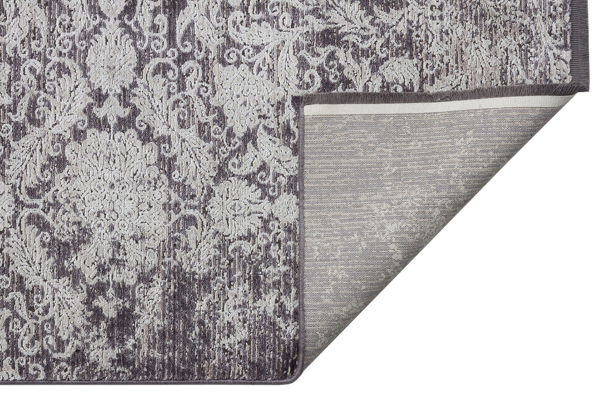 Veldi Antrasit Gri Vintage Eskitme Desenli Modern Halı – mekânda kullanım