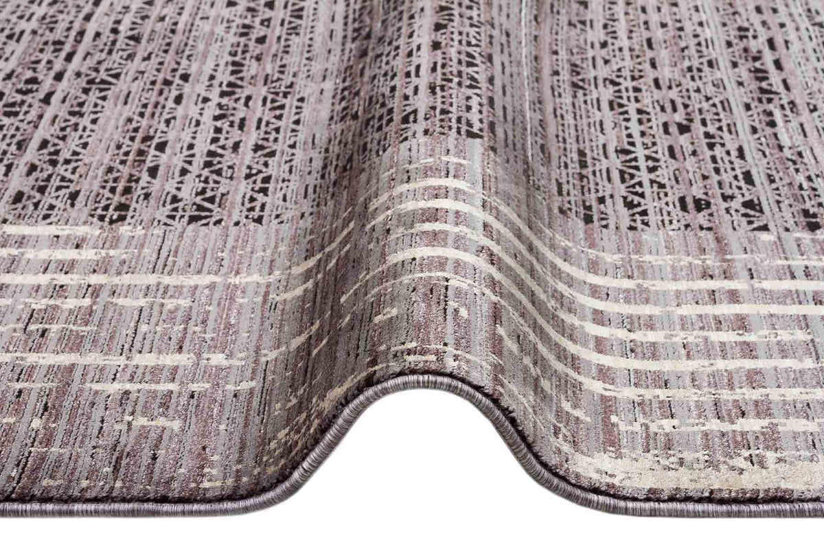 Borva Antrasit Bej Modern Geometrik Viskon Akrilik Halı – genel görünüm