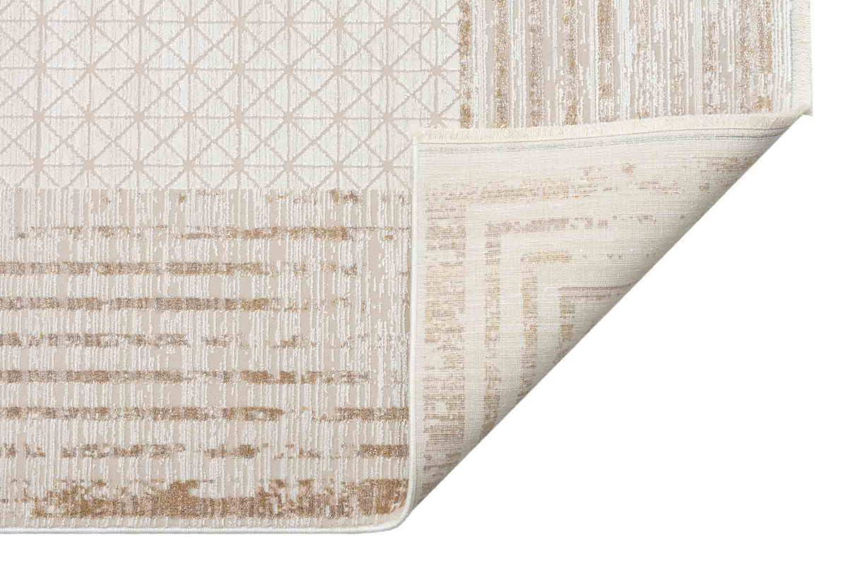 Borva Krem Bej Geometrik Desenli Modern Salon Halısı – mekânda kullanım