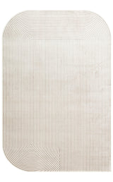 Loravo Ecru Beige Modern Geometric Pattern Living Room Rug