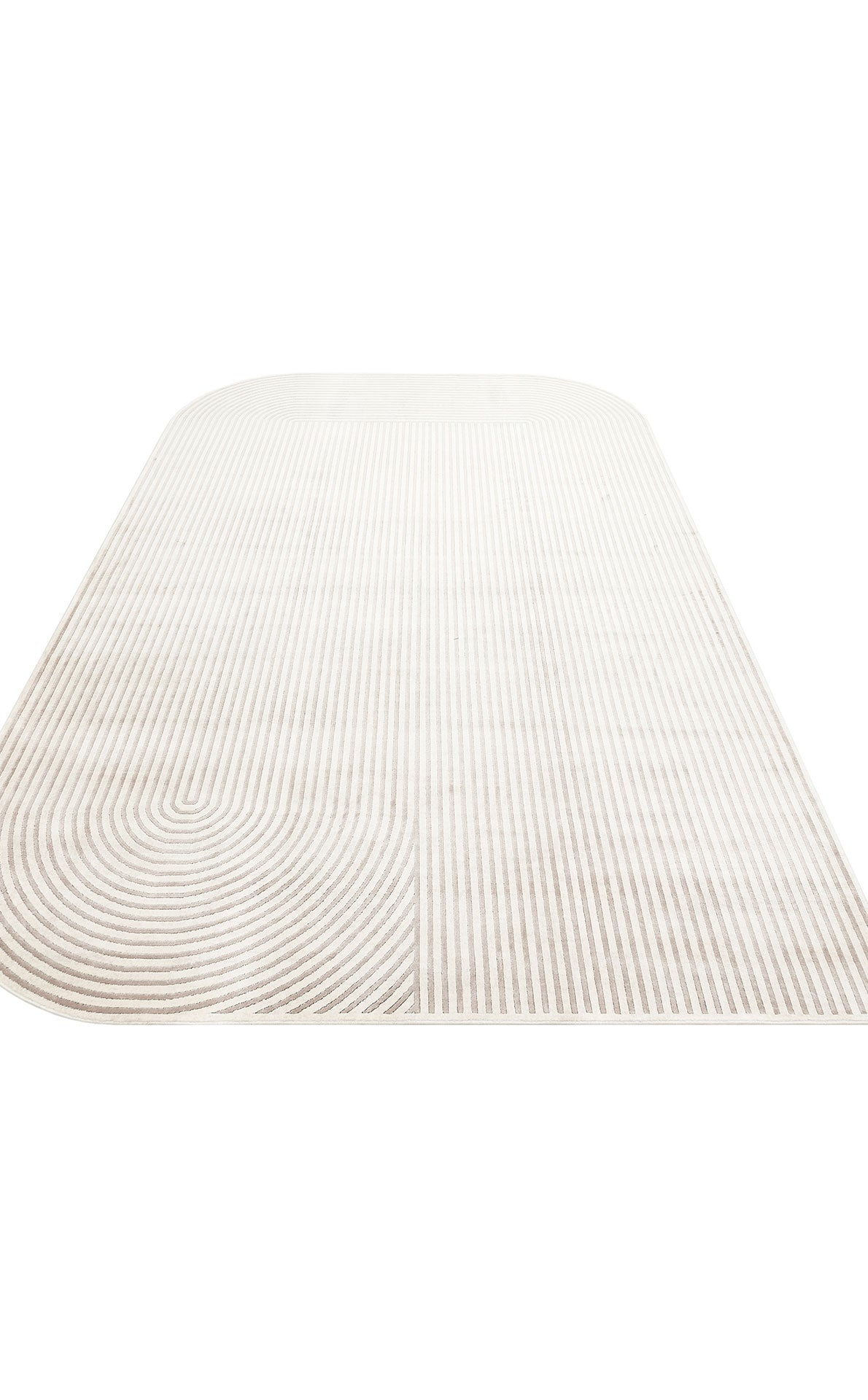 Loravo Ekru Bej Modern Geometrik Desenli Salon Halısı – kenar detayı