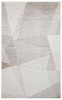 Loravo Light Grey White Geometric Modern Viscose Rug