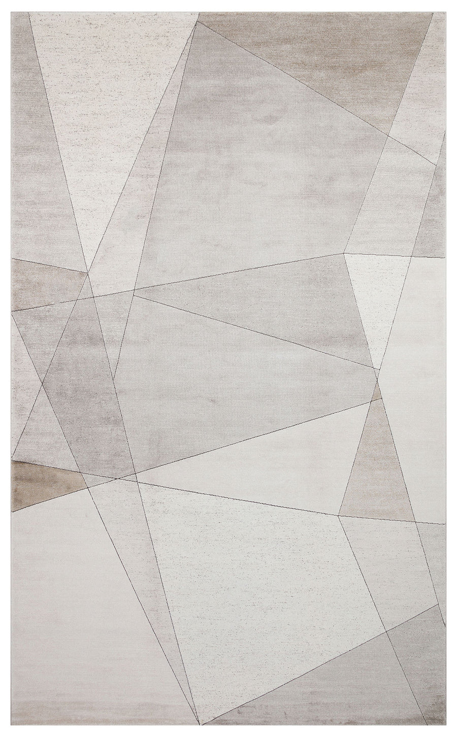 Loravo Açık Gri Beyaz Geometrik Modern Viskon Halı
