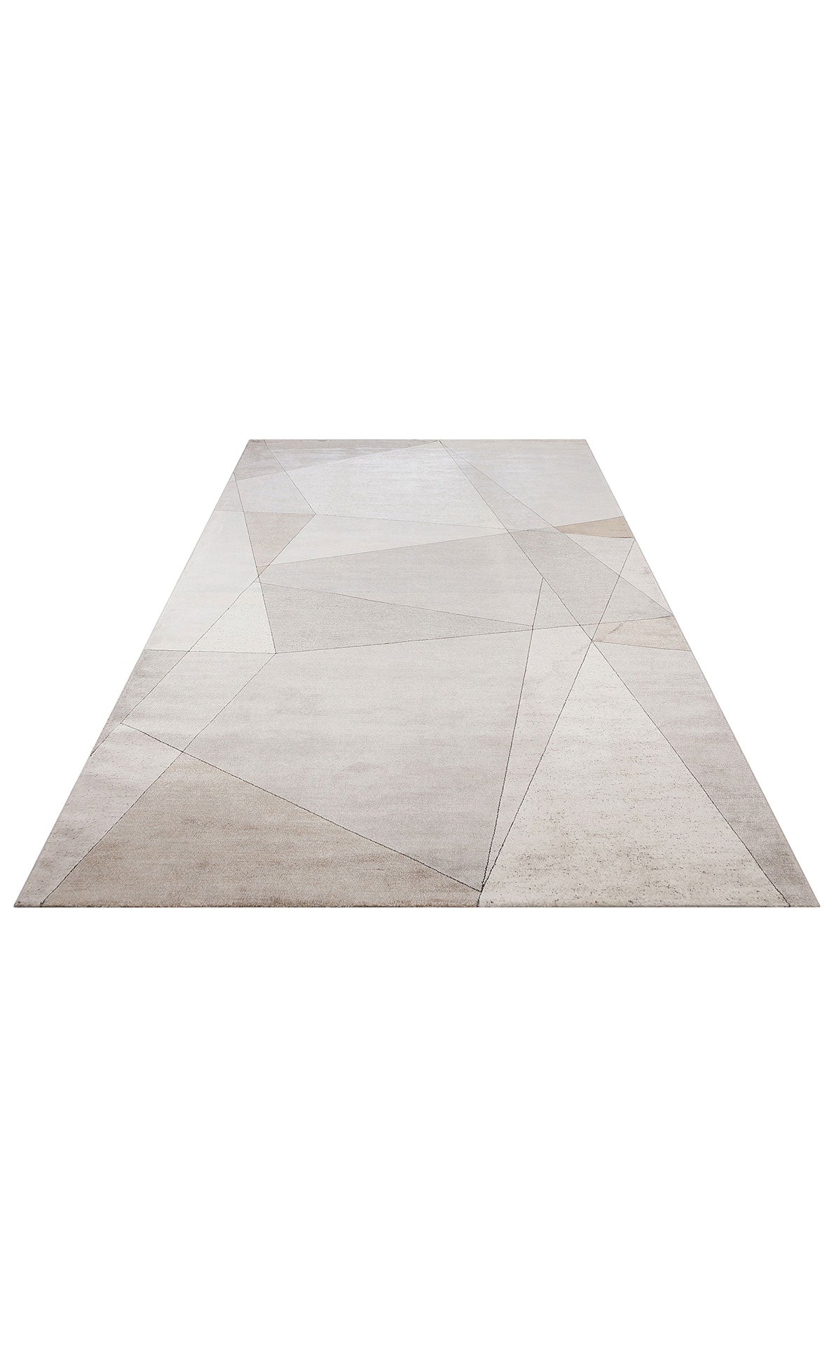 Loravo Açık Gri Beyaz Geometrik Modern Viskon Halı – mekânda kullanım