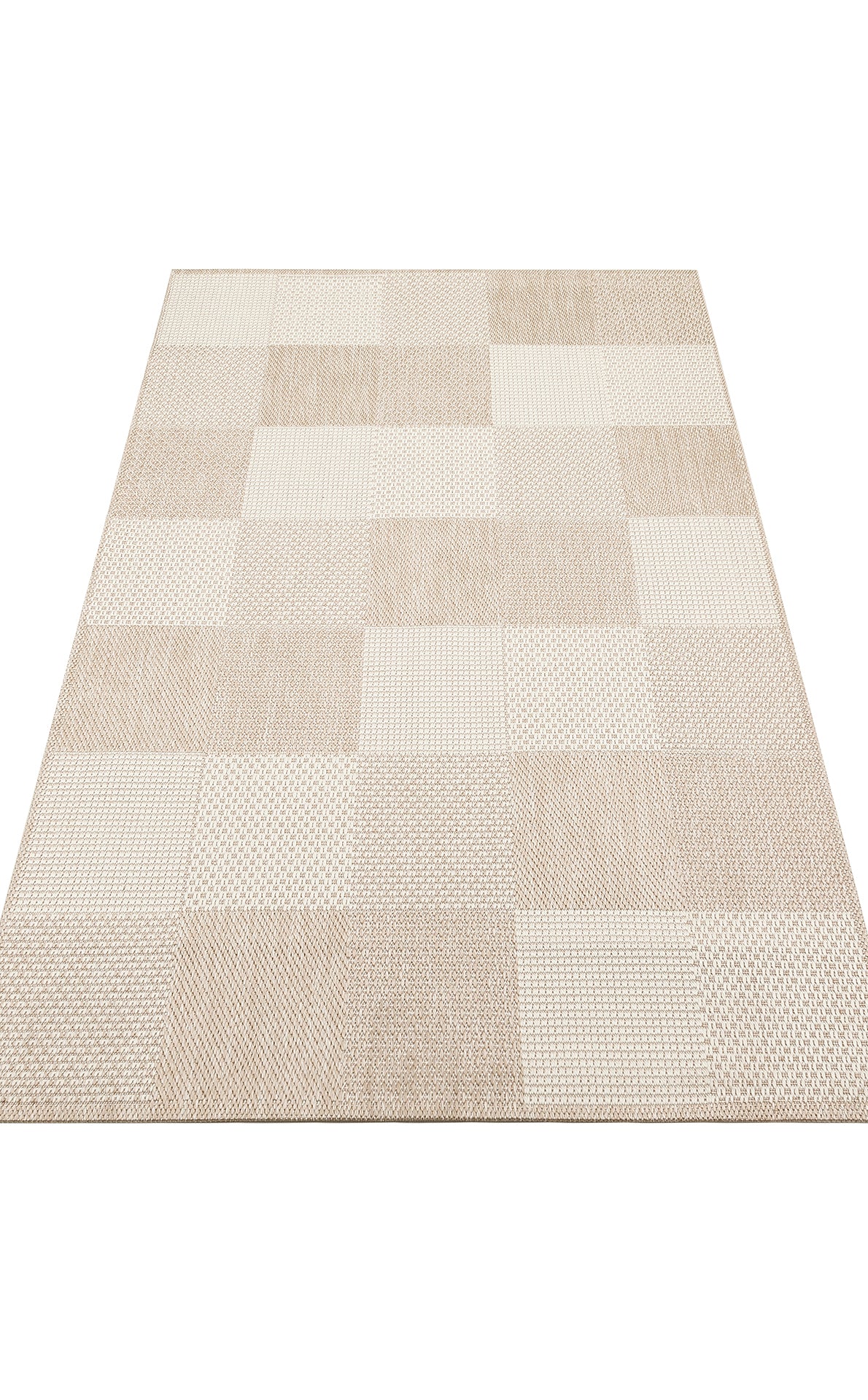 Savne Bej Ekru Geometrik Desenli Modern Kilim – mekânda kullanım