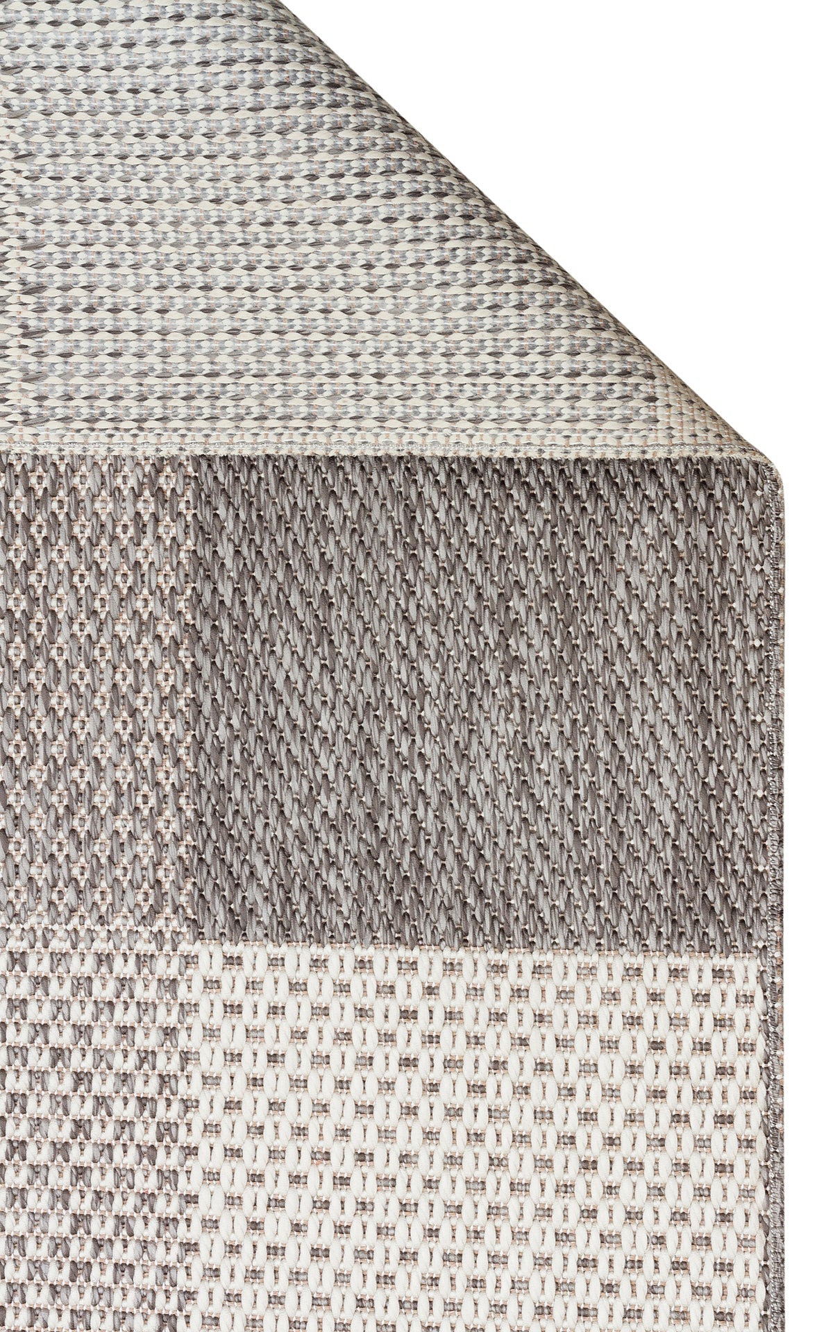 Savne Gri Modern Geometrik Desenli Kilim – kenar detayı