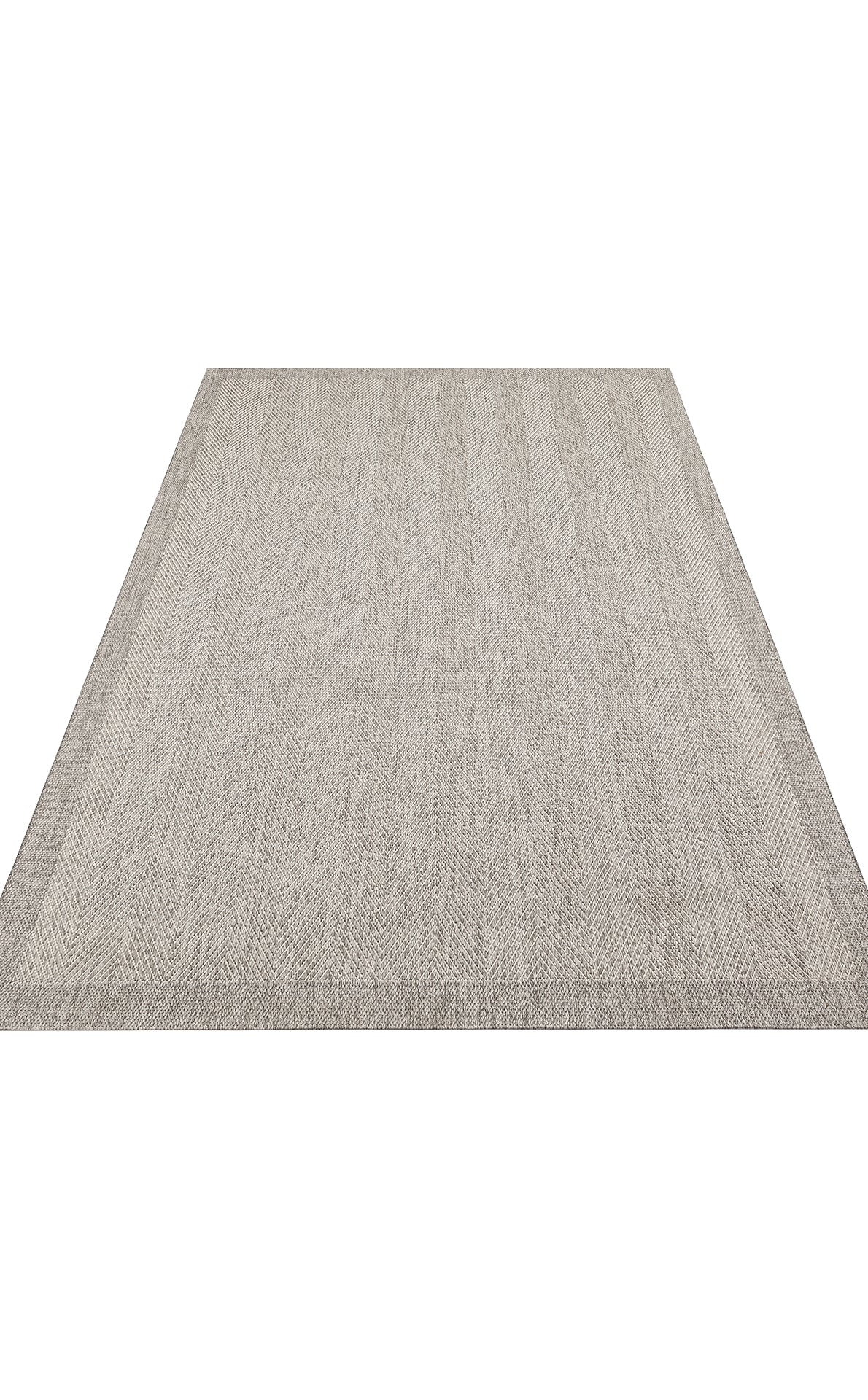 Savne Açık Gri Bej Modern Geometrik Kilim – kenar detayı