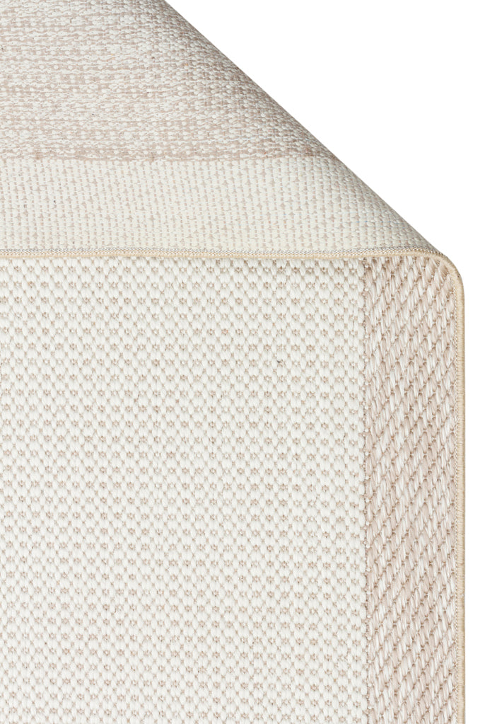 Savne Bej Ekru Bordürlü Dokulu Modern Kilim – genel görünüm