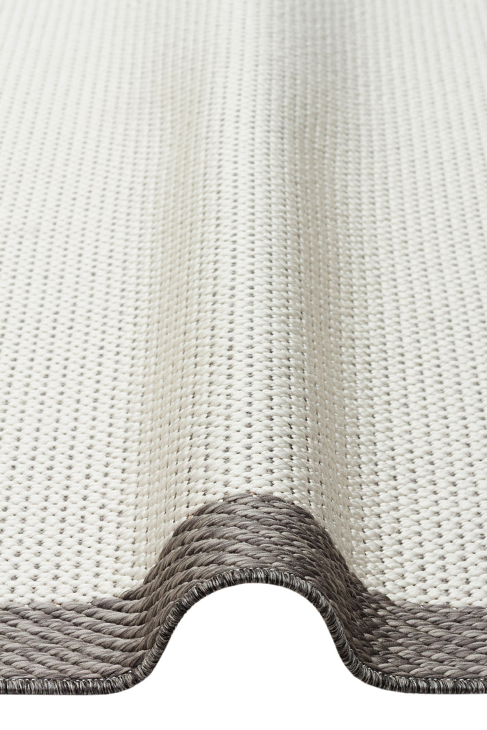 Savne Gri Bej Bordürlü Kaymaz Tabanlı Modern Kilim – doku yakın çekim