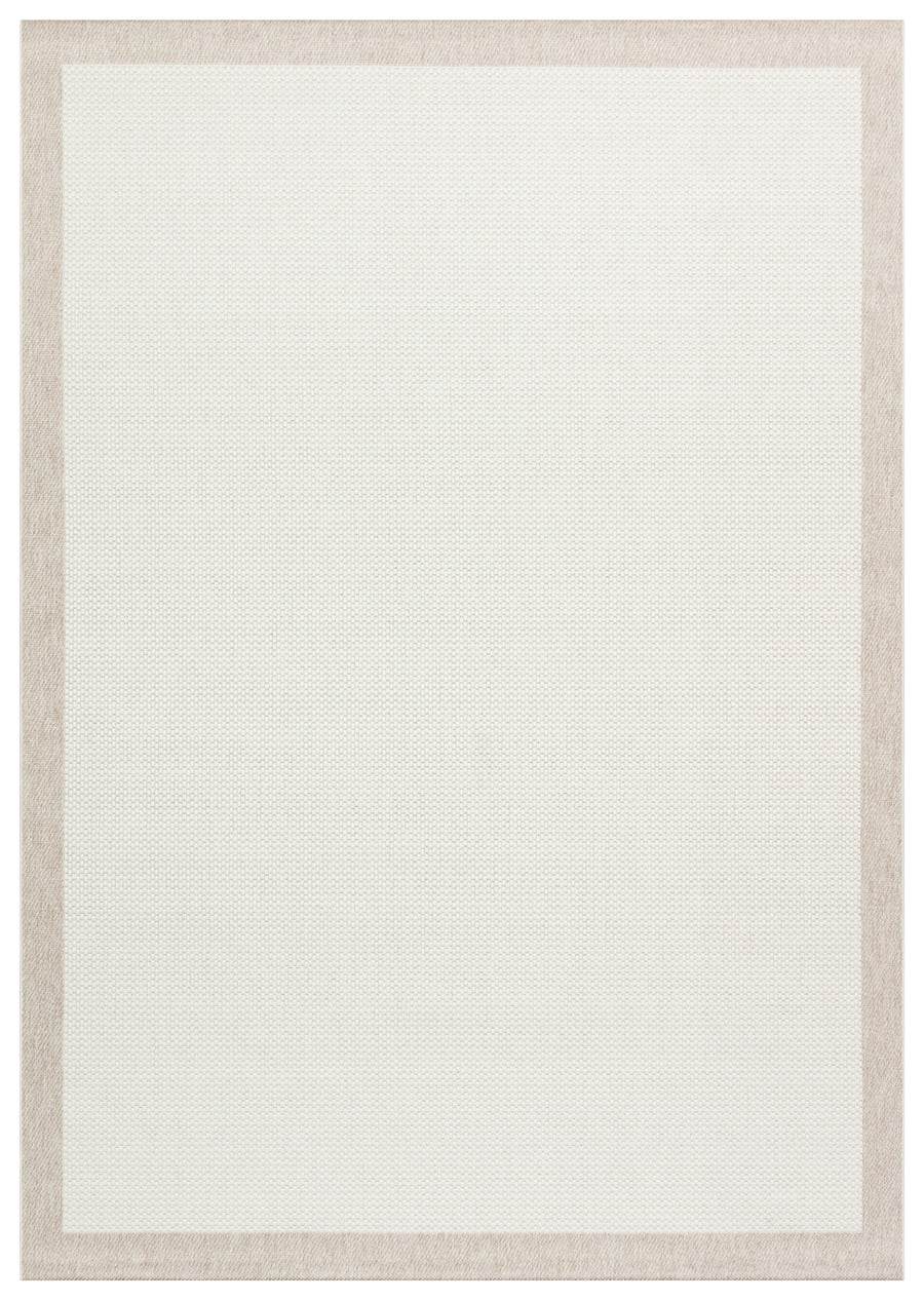 Savne Ekru Bej Bordürlü Kaymaz Tabanlı Modern Kilim