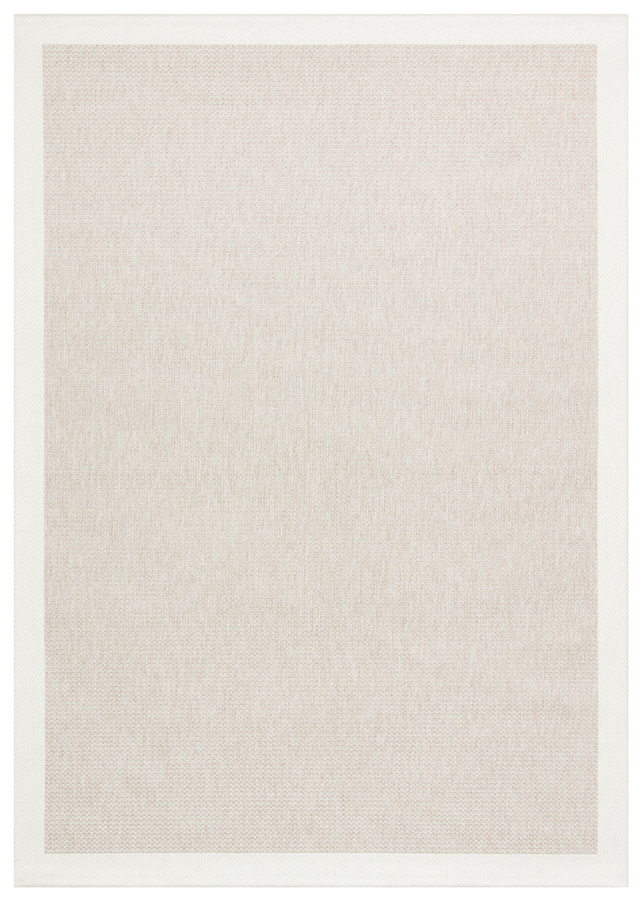 Savne Bej Kırmızı Bordürlü Düz Modern Kilim