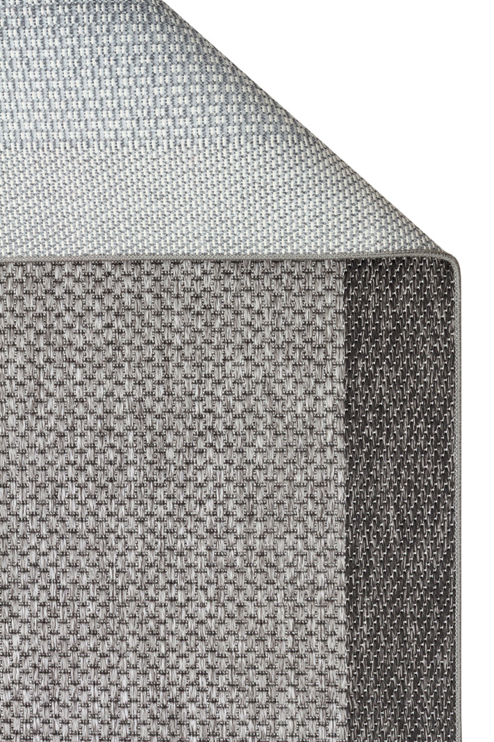 Savne Koyu Gri Kırmızı Bordürlü Dokulu Modern Kilim – genel görünüm