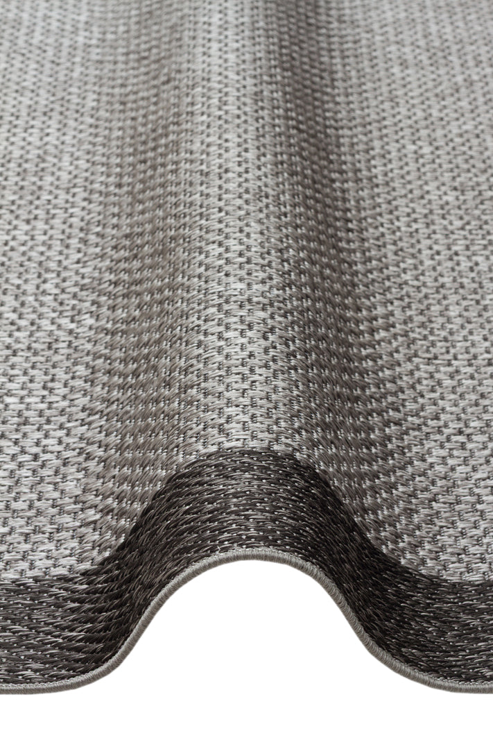 Savne Koyu Gri Kırmızı Bordürlü Dokulu Modern Kilim – doku yakın çekim