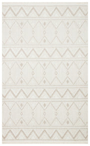 Aleva Kırmızı Bej Geometrik Desenli Polyester Halı