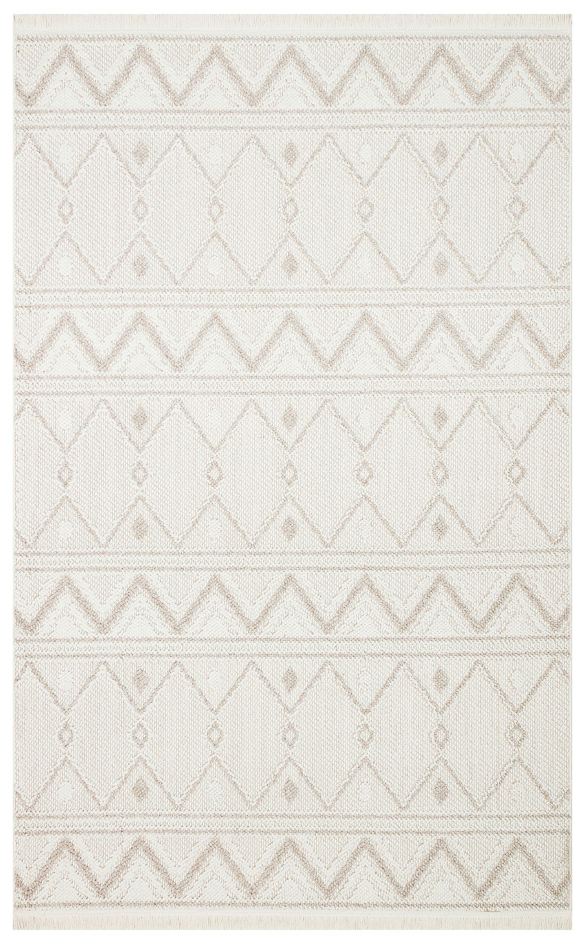 Aleva Kırmızı Bej Geometrik Desenli Polyester Halı