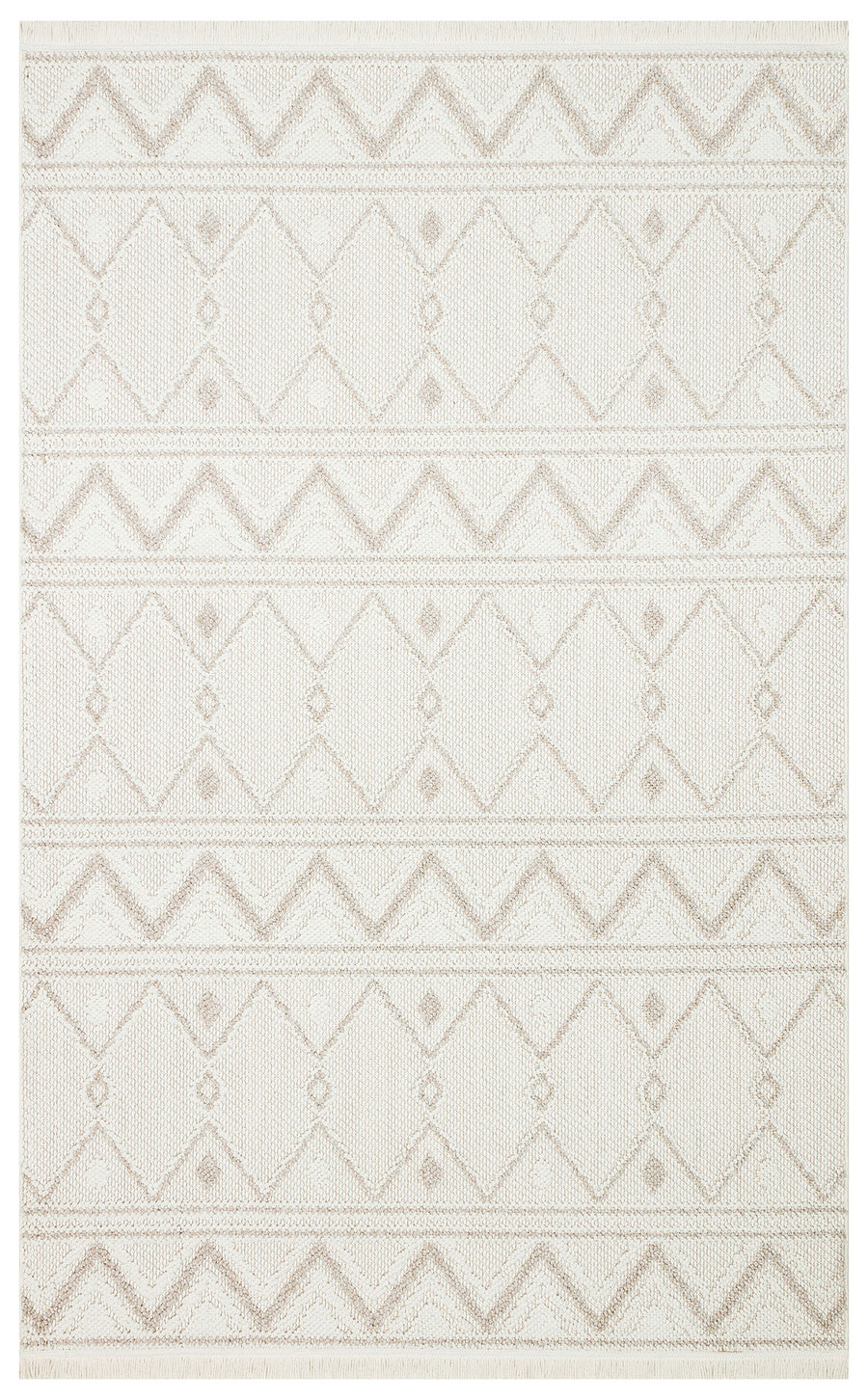 Aleva Kırmızı Bej Geometrik Desenli Polyester Halı