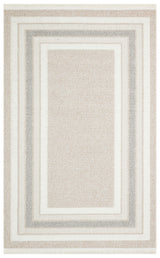 Tapis moderne en polyester beige et gris à motifs géométriques Aleva