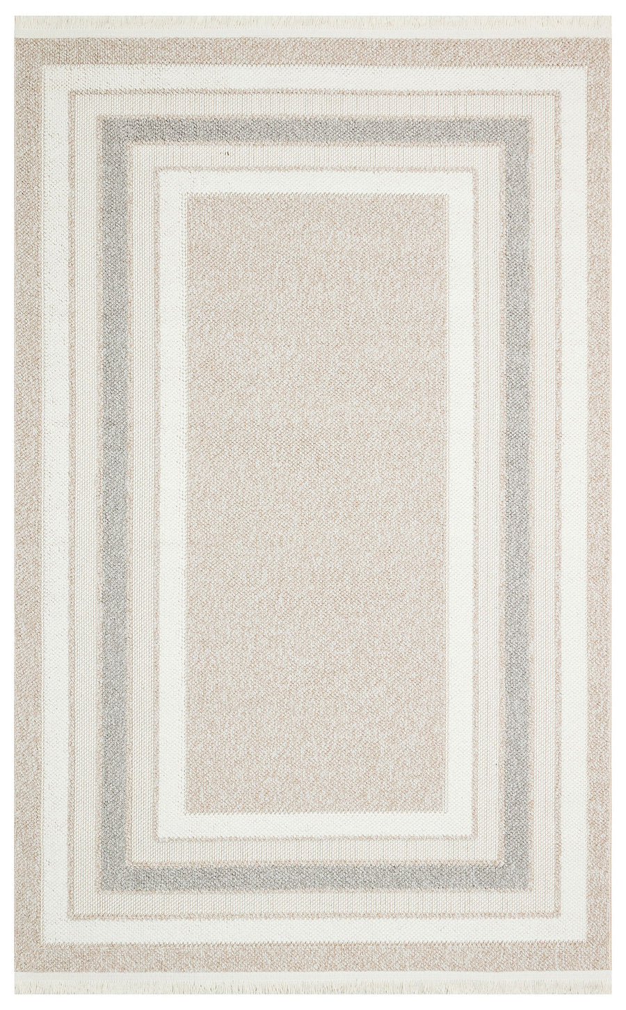 Aleva Bej Gri Geometrik Desenli Modern Polyester Halı