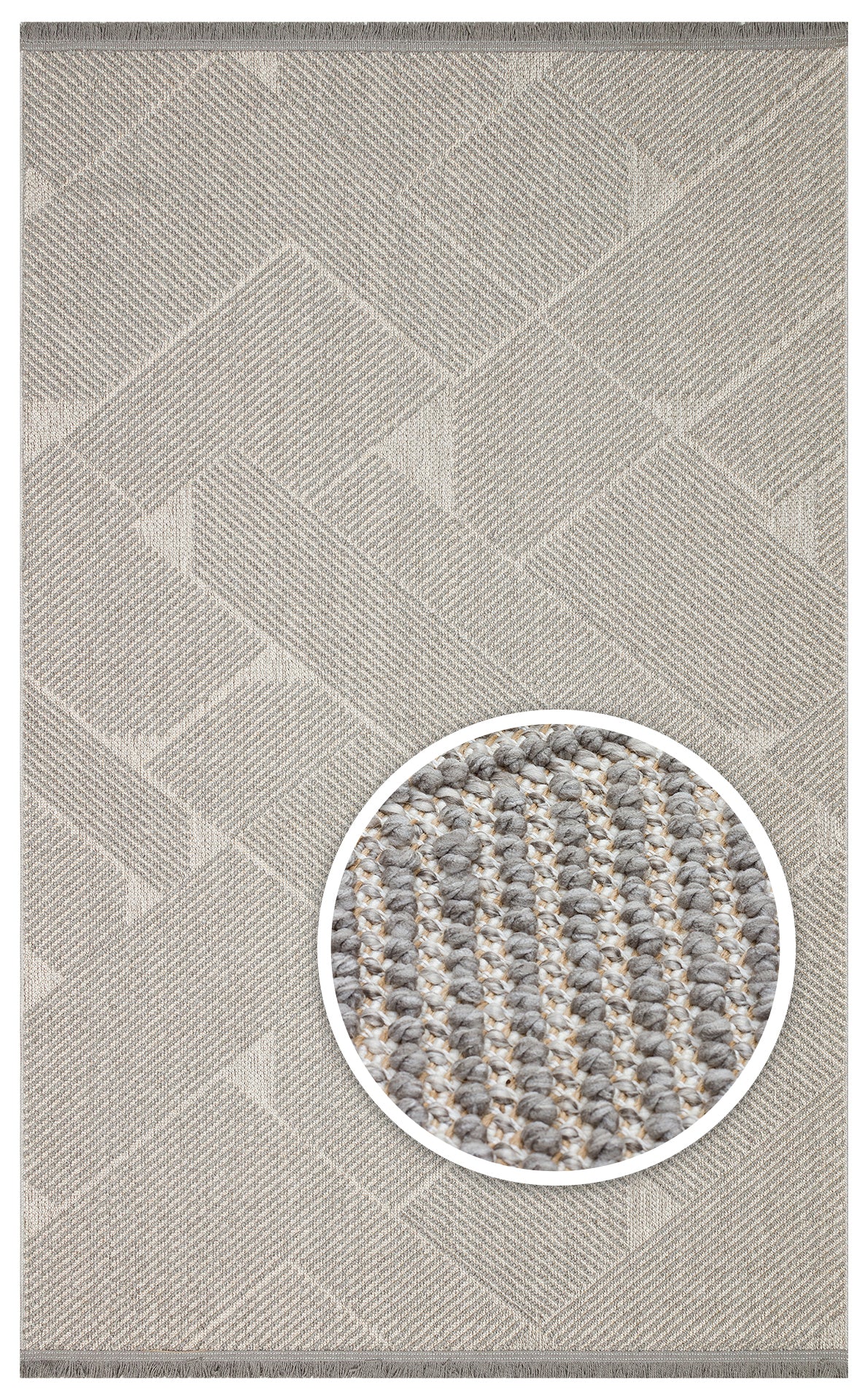 Aleva Gri İnce Çizgi Geometrik Desenli Polyester Halı