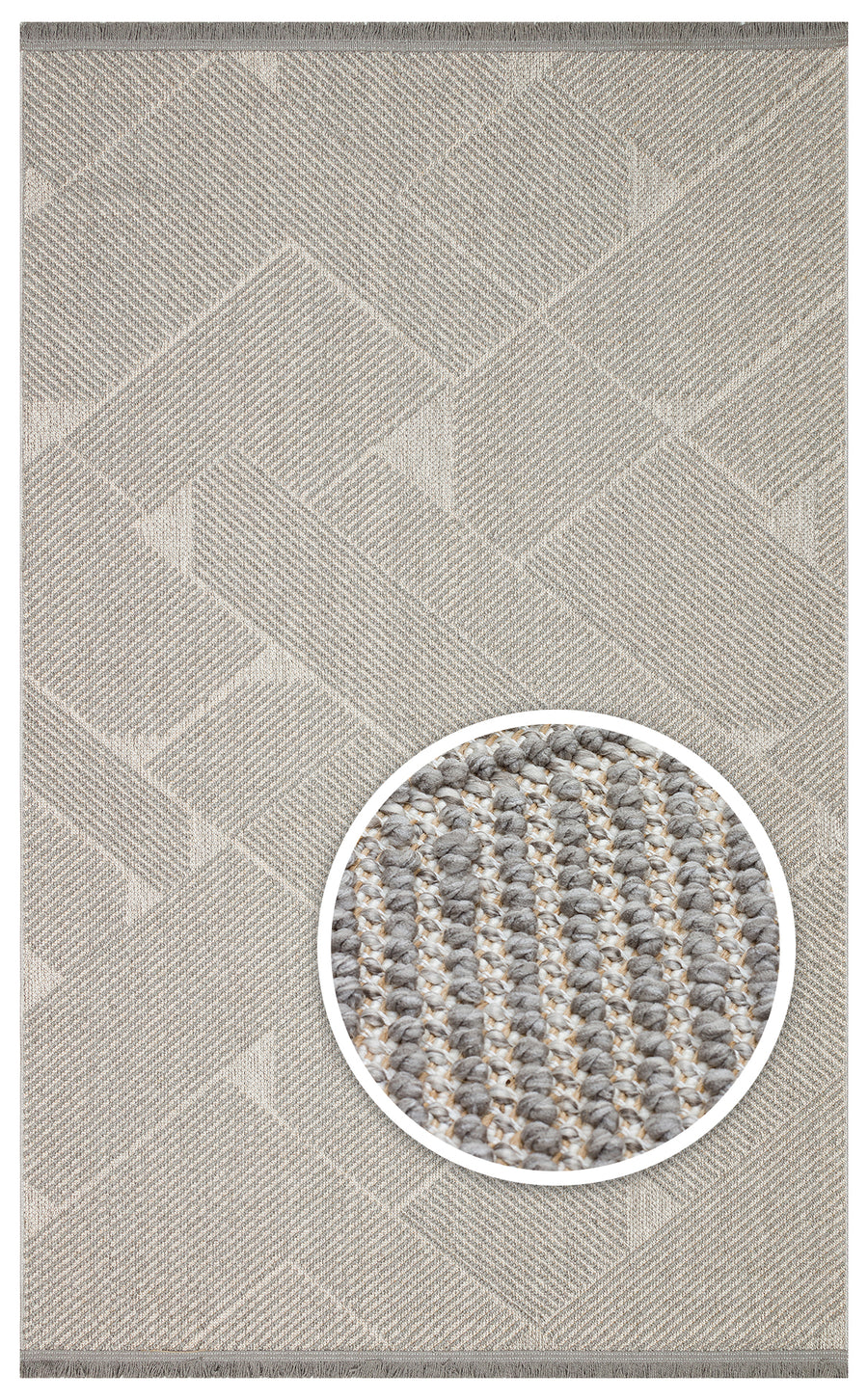 Aleva Gri İnce Çizgi Geometrik Desenli Polyester Halı