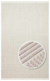 Aleva, beige et crème, motif géométrique moderne, tapis tissé à la machine