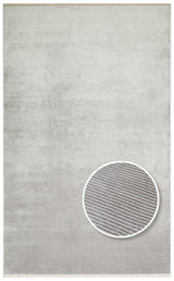 Ramri Grey White Modern Plain Viscose Rug