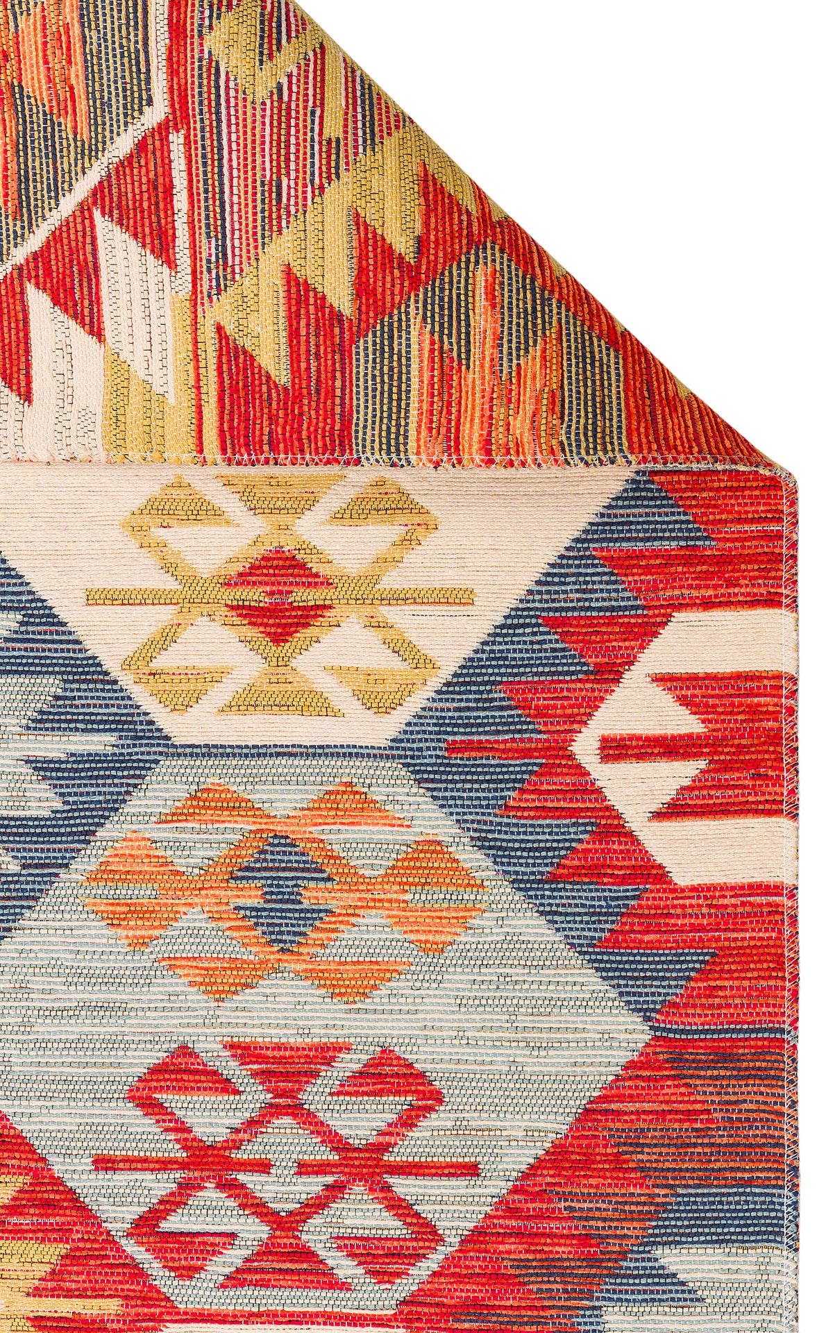Lerva Çok Renkli Etnik Geometrik Polyester Pamuk Kilim – doku yakın çekim