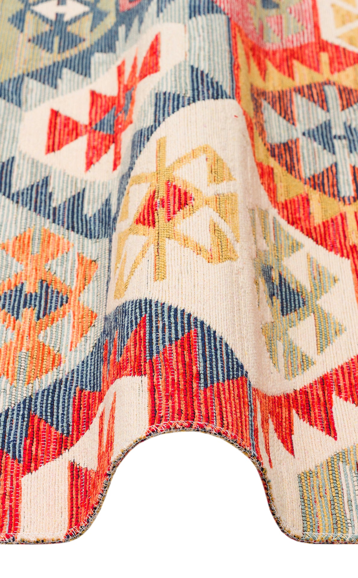 Lerva Çok Renkli Etnik Geometrik Polyester Pamuk Kilim – detay görünümü