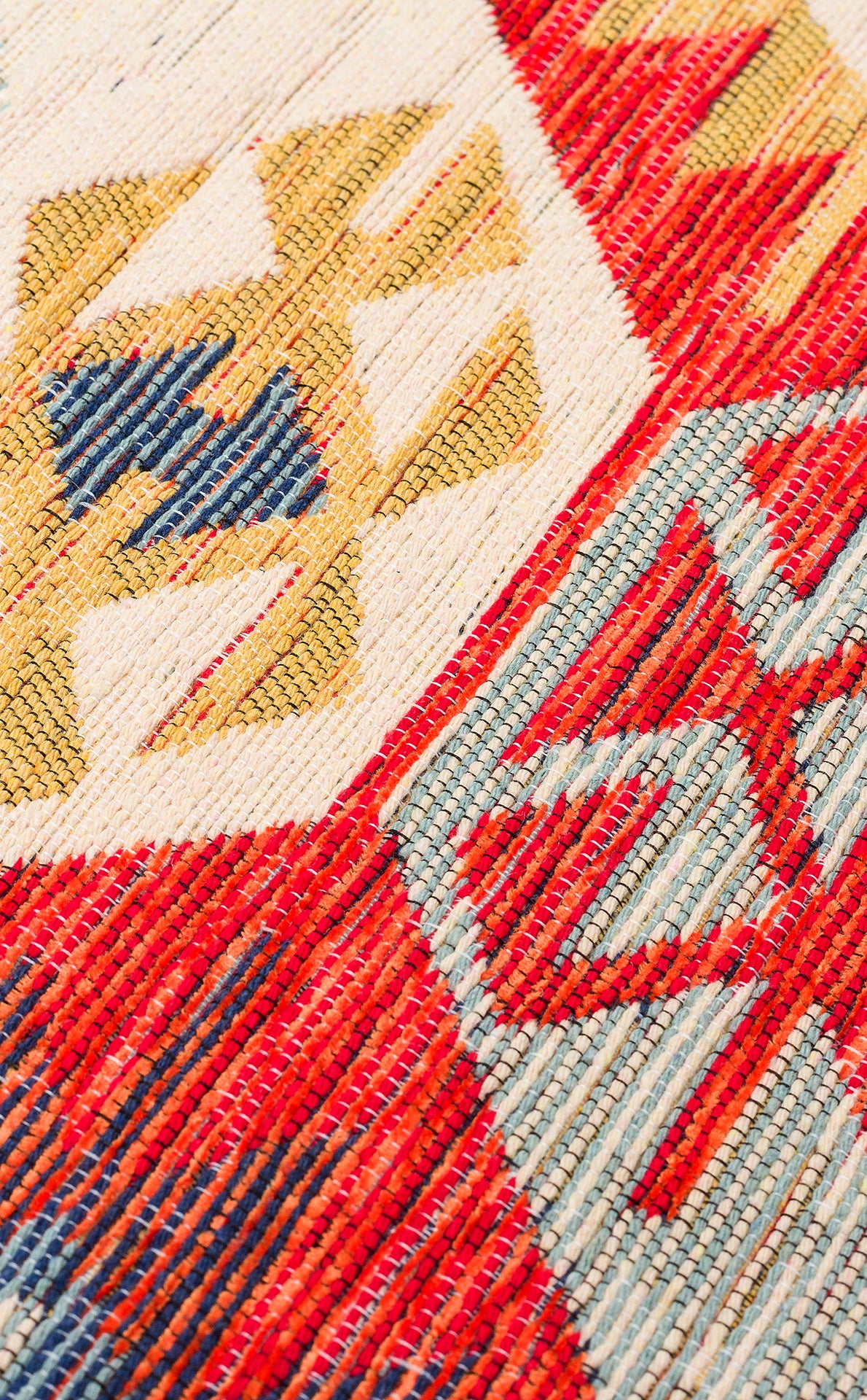 Lerva Çok Renkli Etnik Geometrik Polyester Pamuk Kilim – mekânda kullanım