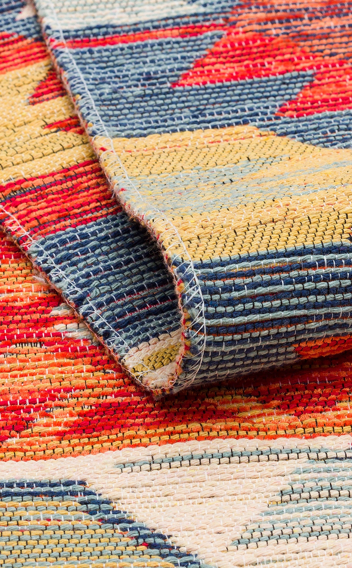Lerva Çok Renkli Etnik Geometrik Polyester Pamuk Kilim – arka yüz görünümü