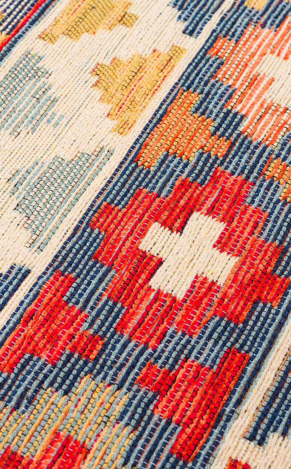 Lerva Çok Renkli Bej Etnik Geometrik Desenli Kilim – mekânda kullanım