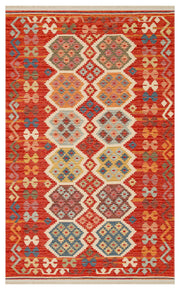 Lerva Çok Renkli Etnik Desenli Yıkanabilir Kilim