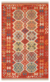 Lerva Çok Renkli Etnik Desenli Yıkanabilir Kilim