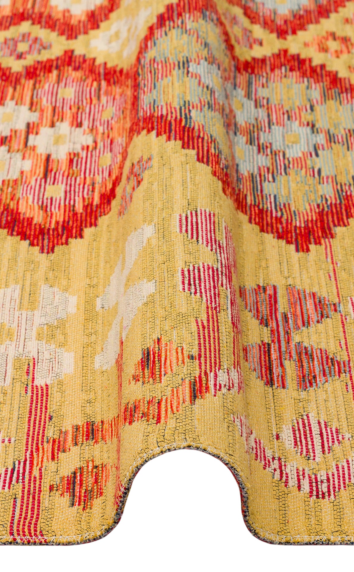 Lerva Çok Renkli Etnik Desenli Yıkanabilir Kilim – detay görünümü