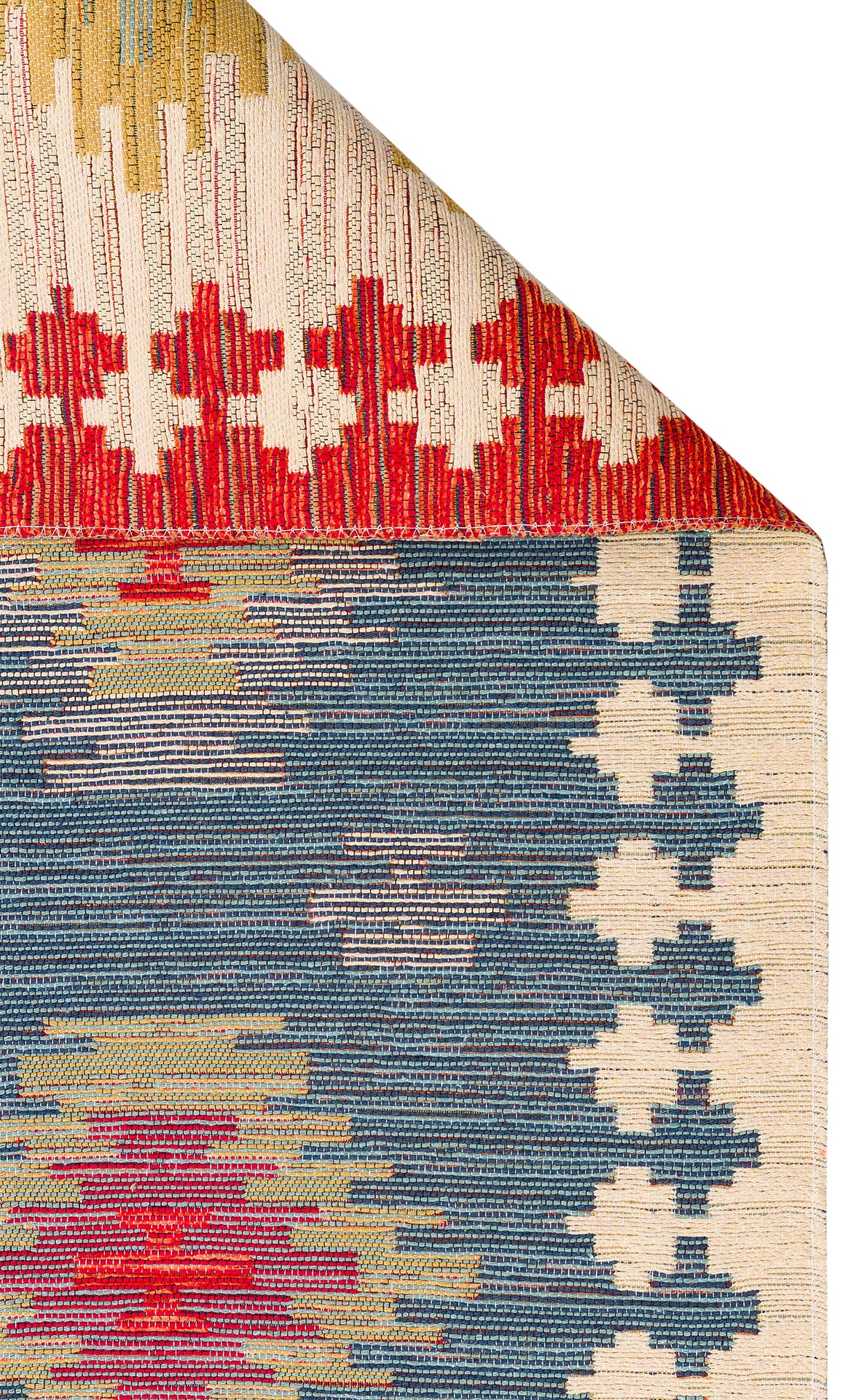 Lerva Etnik Çok Renkli Geometrik Desenli Kilim – doku yakın çekim