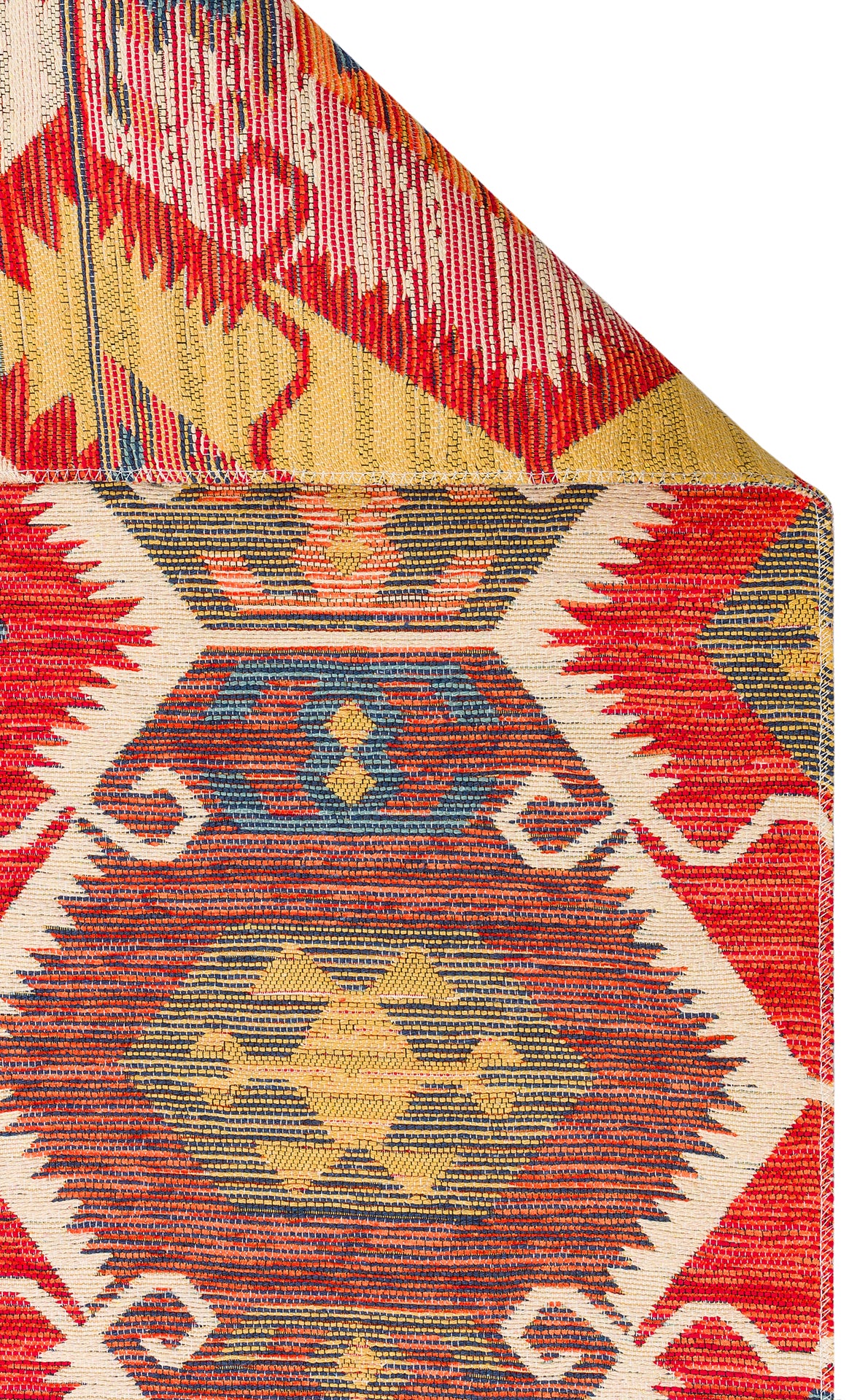 Lerva Kırmızı Etnik Çok Renkli Geometrik Kilim – doku yakın çekim