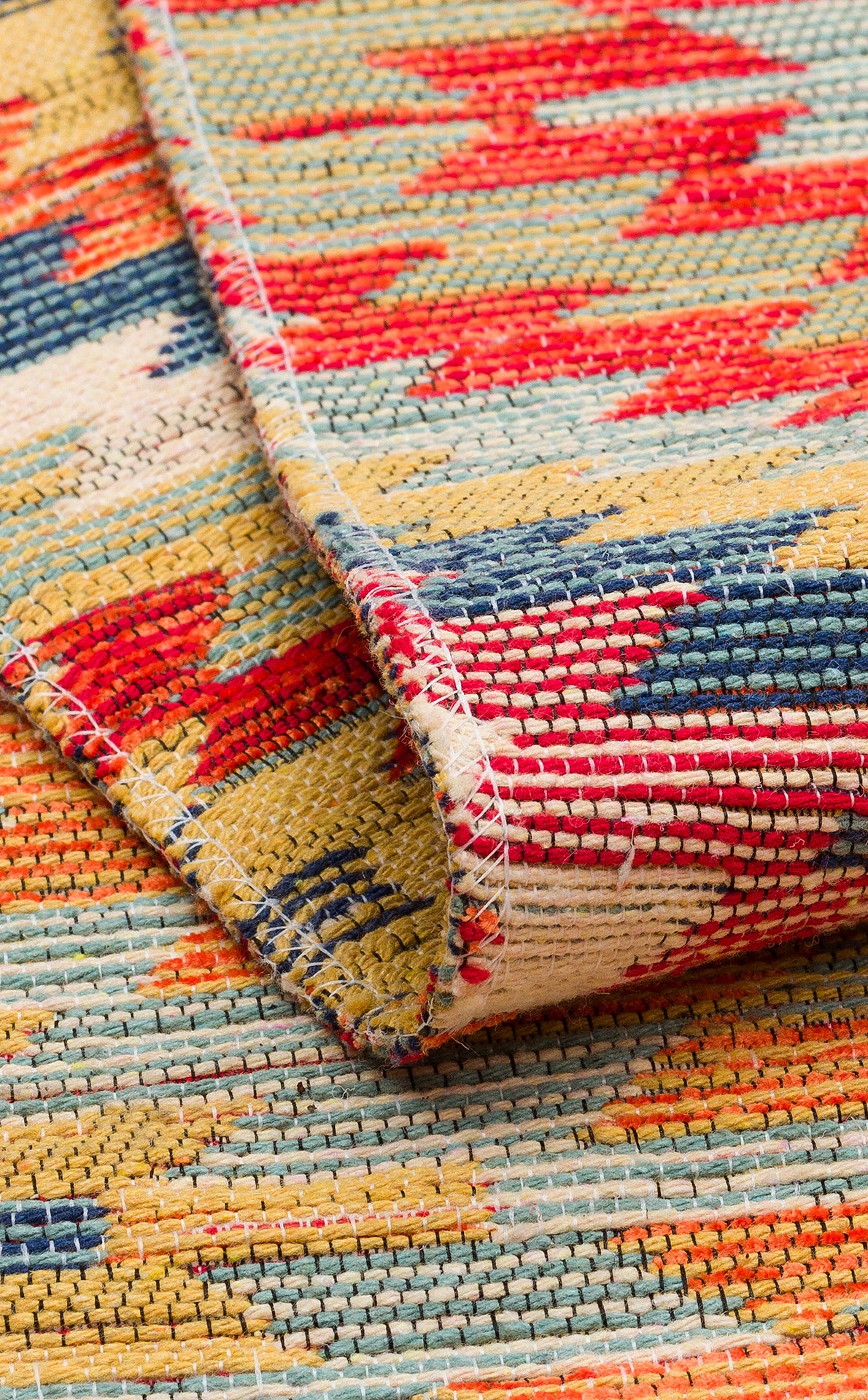Lerva Terra Çok Renkli Etnik Desenli Kilim – arka yüz görünümü